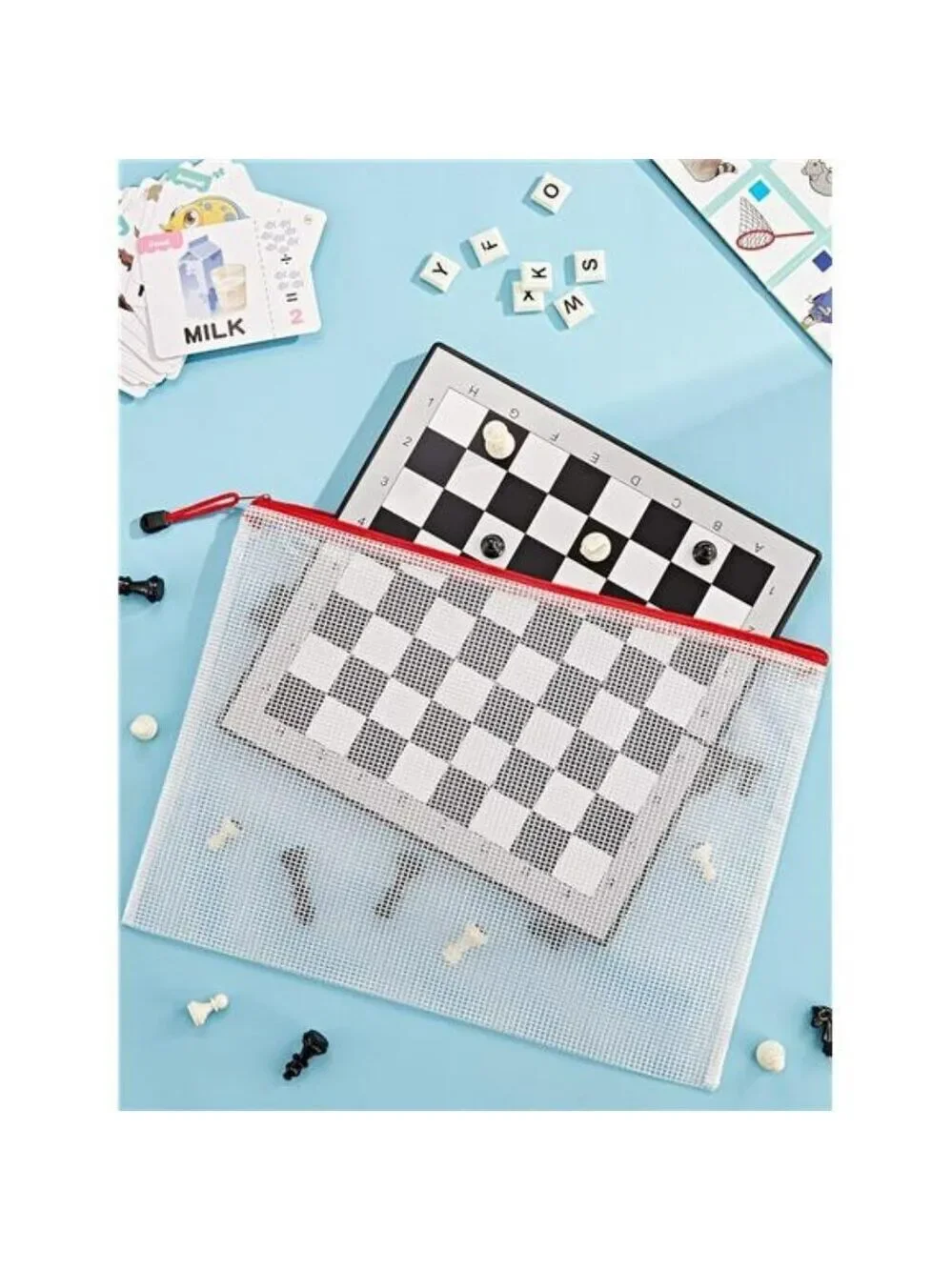 Mesh Zipper Pouch Set Waterproof Travel Organizer Bags School Office Storage